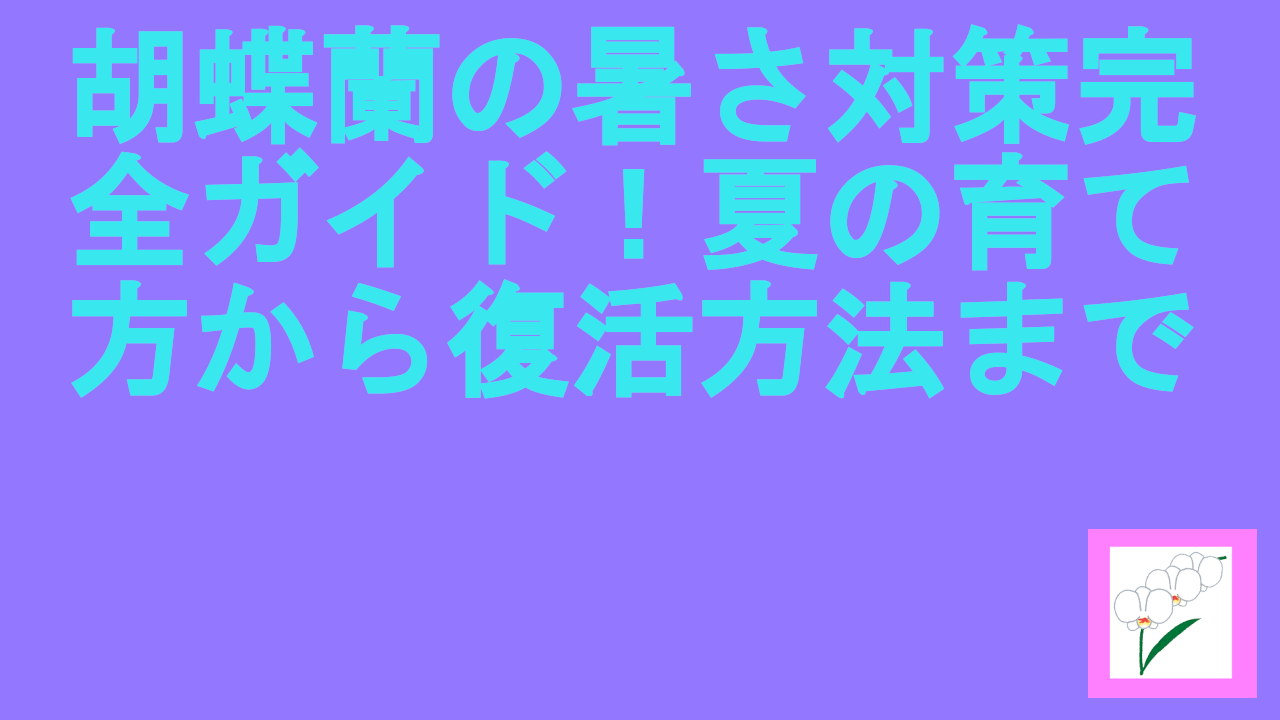 胡蝶蘭の暑さ対策完全ガイド！夏の育て方から復活方法まで