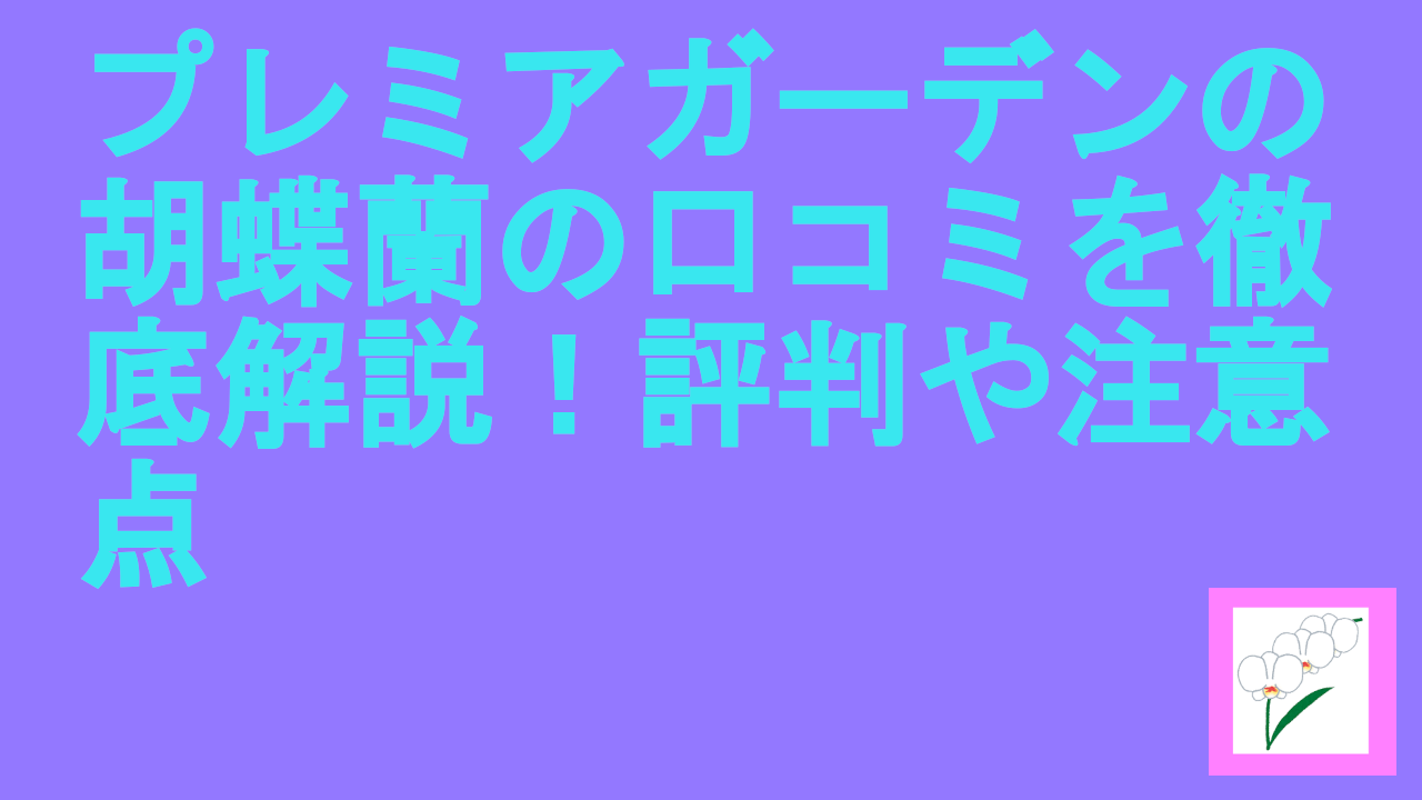 プレミアガーデンの胡蝶蘭の口コミを徹底解説！評判や注意点