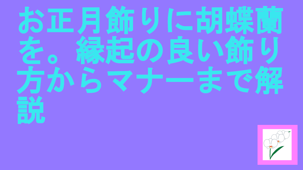 お正月飾りに胡蝶蘭を。縁起の良い飾り方からマナーまで解説