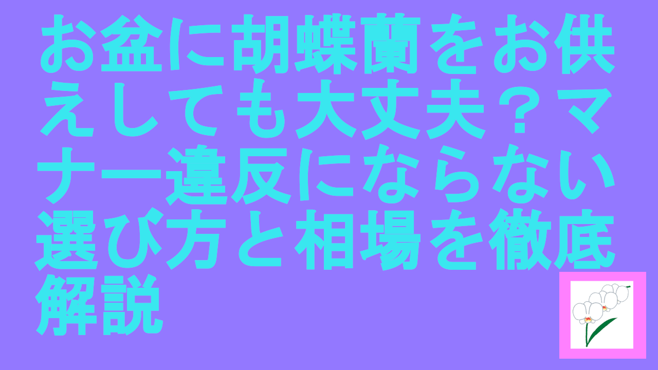 お盆に胡蝶蘭をお供えしても大丈夫？マナー違反にならない選び方と相場を徹底解説